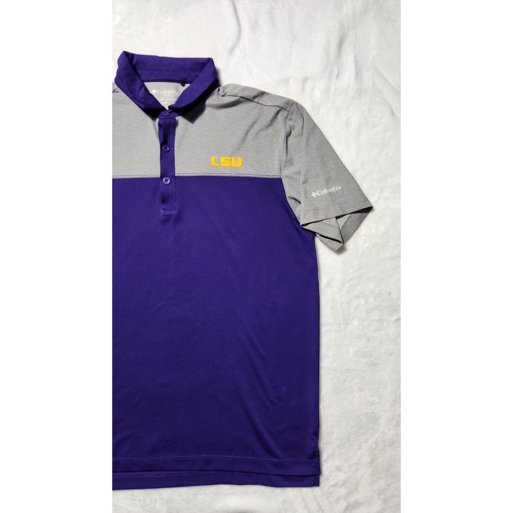 Columbia LSU Tigers Purple Omni-Wick Total Control Polo Men Size Large - Picture 2 of 7